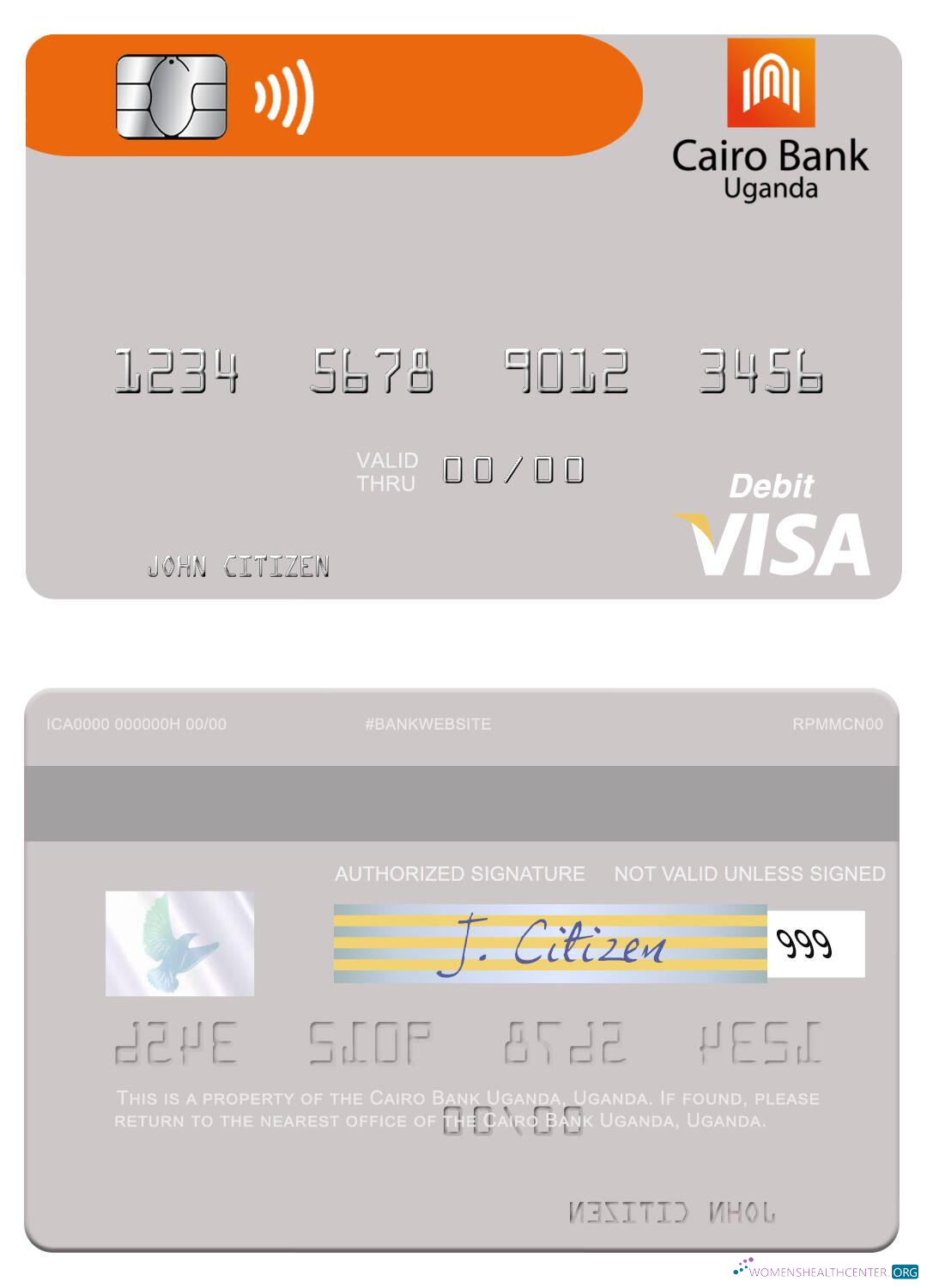 Download Uganda Cairo Bank Uganda visa debit card Photoshop template